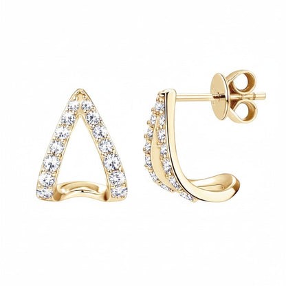 LUMIOR minimalist oorbellen van 925 sterling zilver met moissaniet steentjes en 18K gouden plating.
