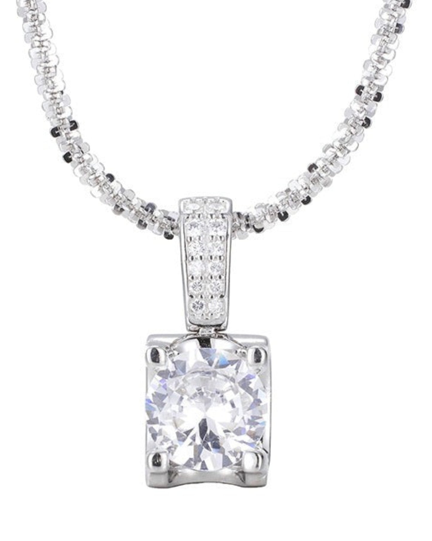 LUMIOR minimalistische ketting van 925 sterling zilver met een schitterende ronde zirkonia hanger.