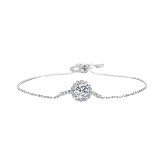 LUMIOR 1 karaat moissaniet radiante kettingarmband in 925 sterling zilver met rhodium plating en zirkoon accenten.