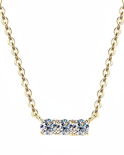 LUMIOR moderne bar ketting met 0,3 karaat moissaniet in 18k verguld sterling zilver