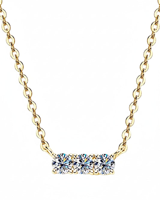 LUMIOR moderne bar ketting met 0,3 karaat moissaniet in 18k verguld sterling zilver