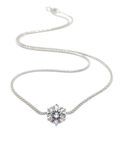 LUMIOR 1 karaat moissaniet halo hanger ketting van 925 sterling zilver met platina plating.