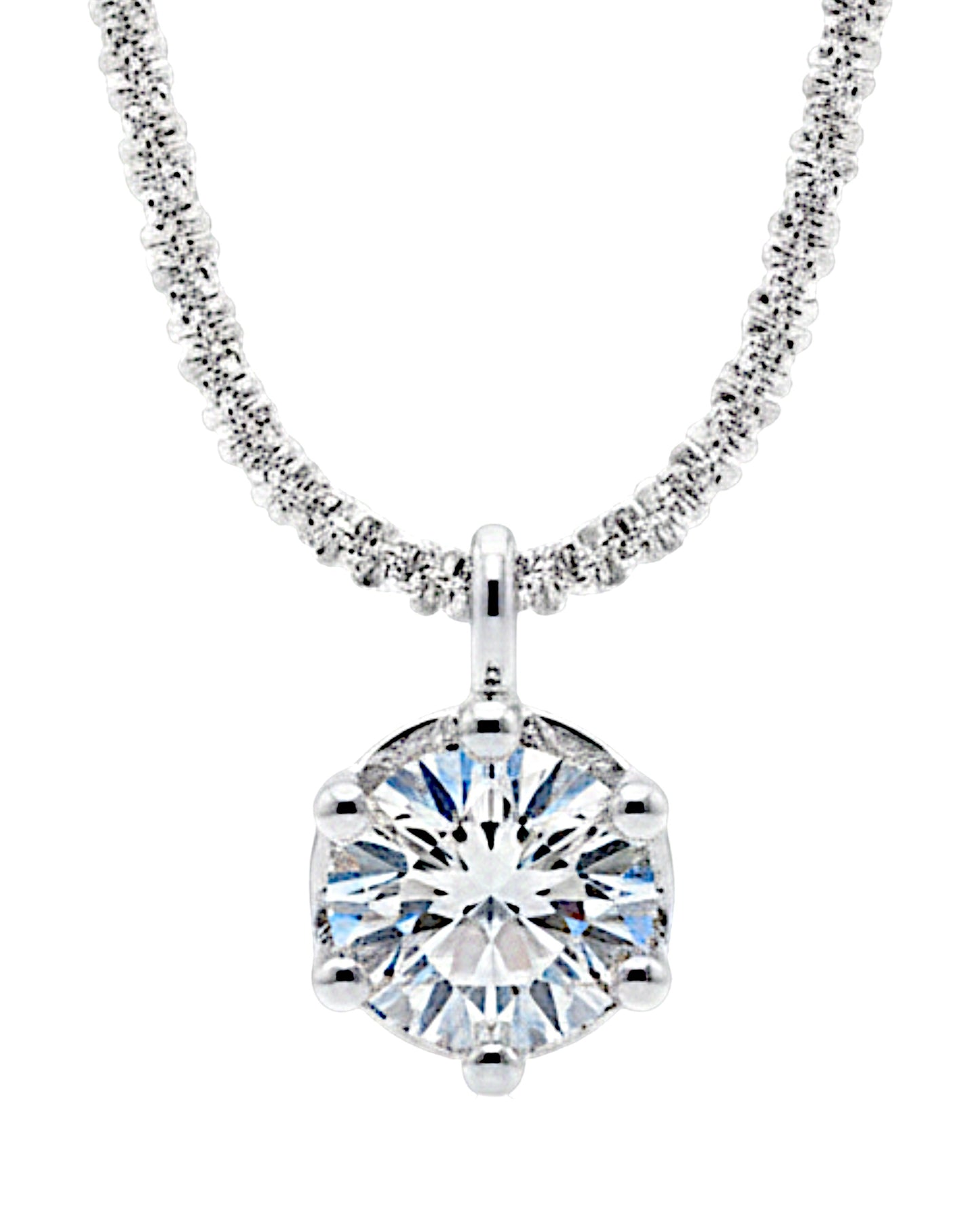 LUMIOR 1 karaat moissaniet halo hanger ketting van 925 sterling zilver met platina plating en briljante accenten.