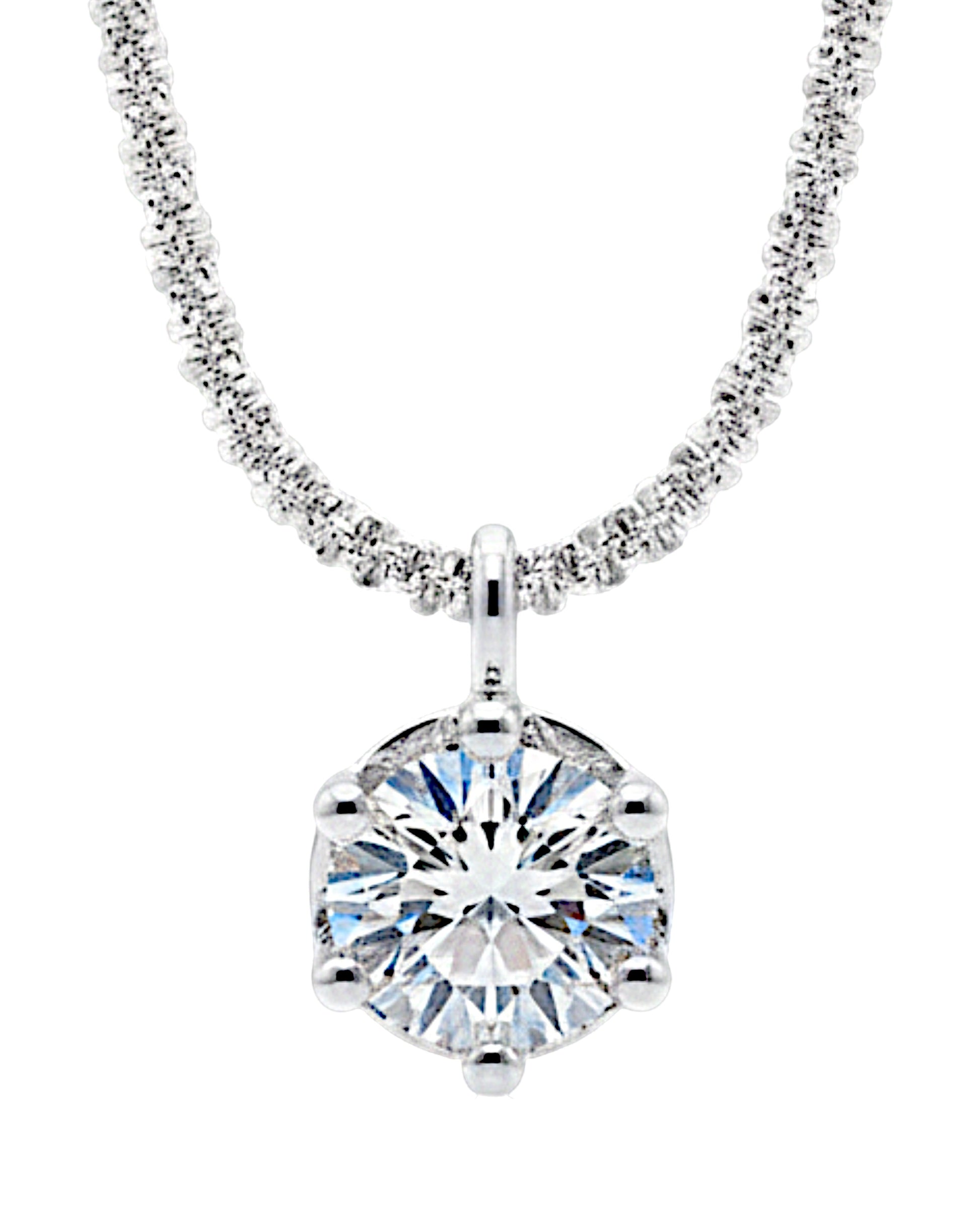 LUMIOR 1 karaat moissaniet halo hanger ketting van 925 sterling zilver met platina plating en briljante accenten.
