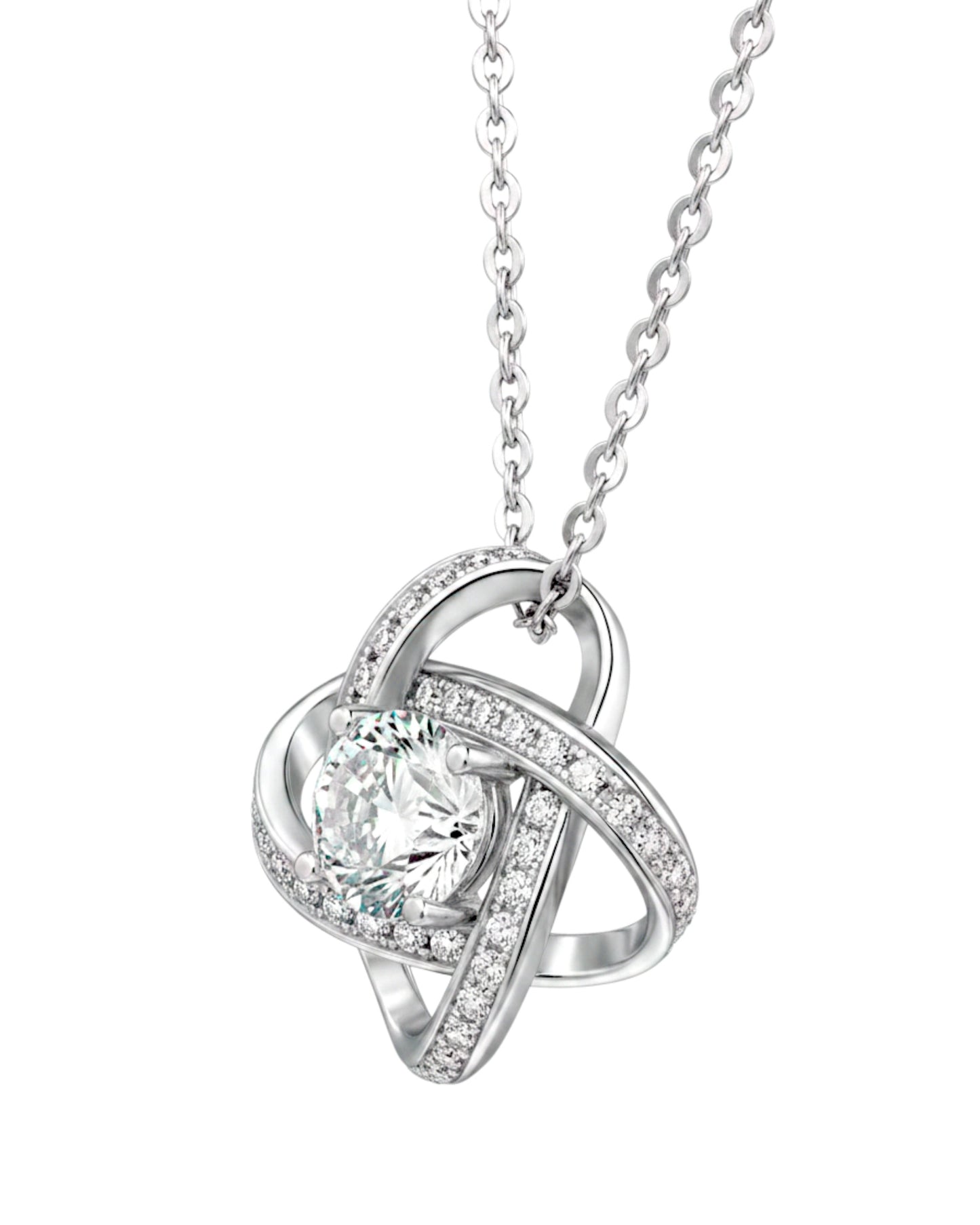 LUMIOR 1 karaat moissaniet hanger ketting van 925 sterling zilver met een elegant verstrengeld design.