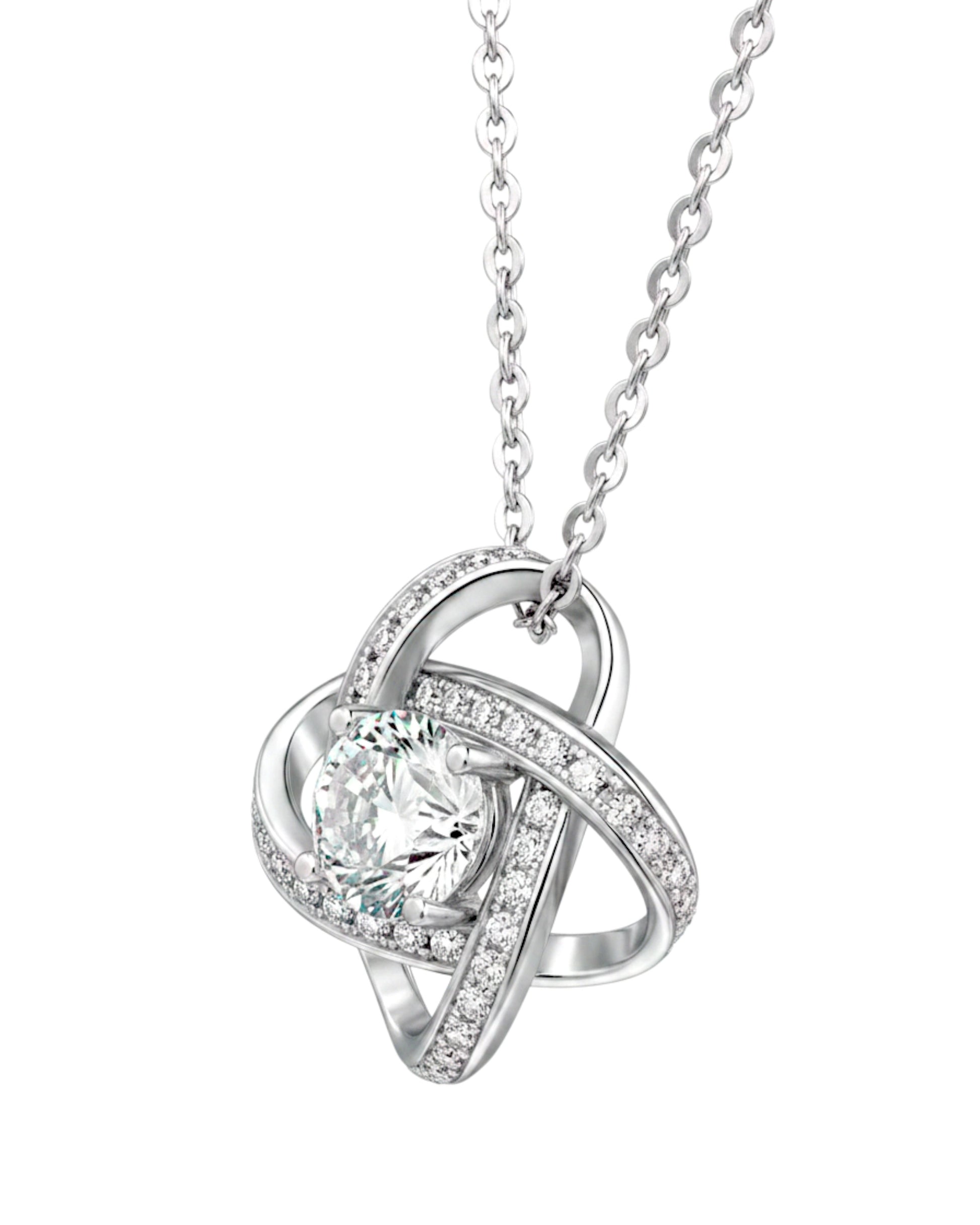 LUMIOR 1 karaat moissaniet hanger ketting van 925 sterling zilver met een elegant verstrengeld design.