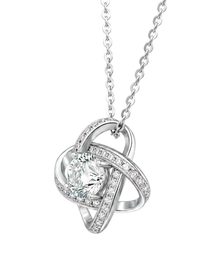 LUMIOR 1 karaat moissaniet hanger ketting van 925 sterling zilver met een elegant verstrengeld design.