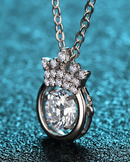 LUMIOR 0,5 karaat moissaniet ketting van sterling zilver met rhodium plating en kroonvormige zirkonia accenten.
