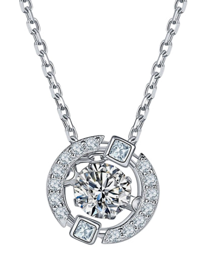 LUMIOR minimalist ketting van 925 sterling zilver met 0,5 karaat ronde moissaniet en zirkonia accenten.