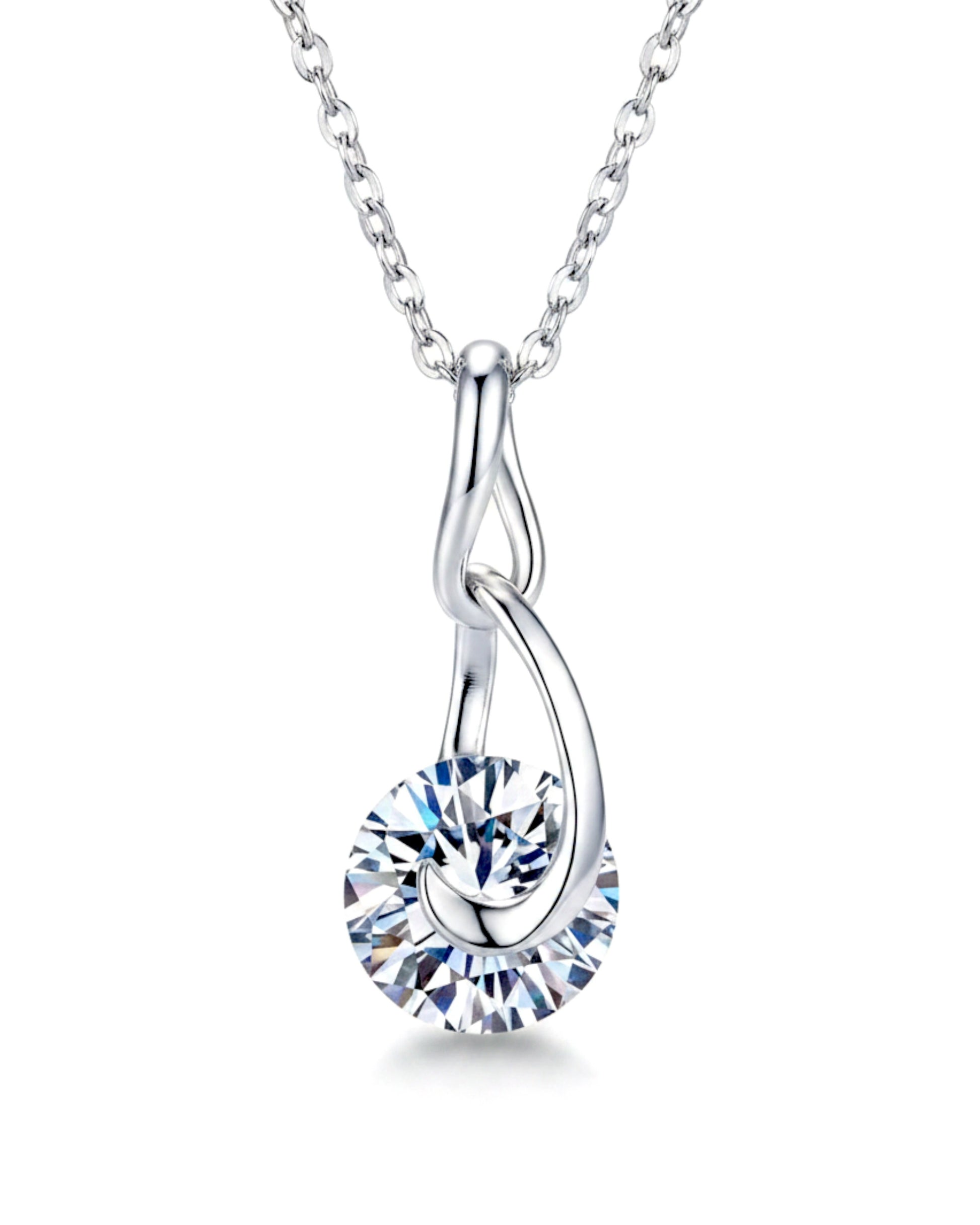 LUMIOR 2 karaat moissaniet solitaire ketting van 925 sterling zilver met een elegant, minimalistisch design.