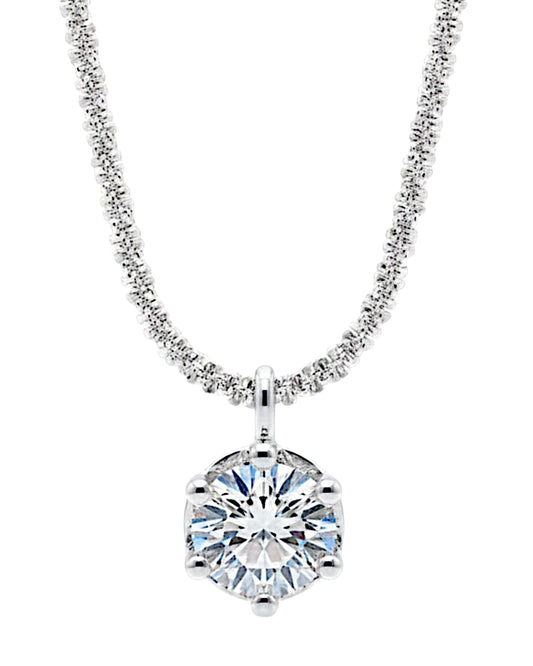 LUMIOR 1 karaat moissanite halo hanger ketting van 925 sterling zilver met platina plating en briljante zirkonia.