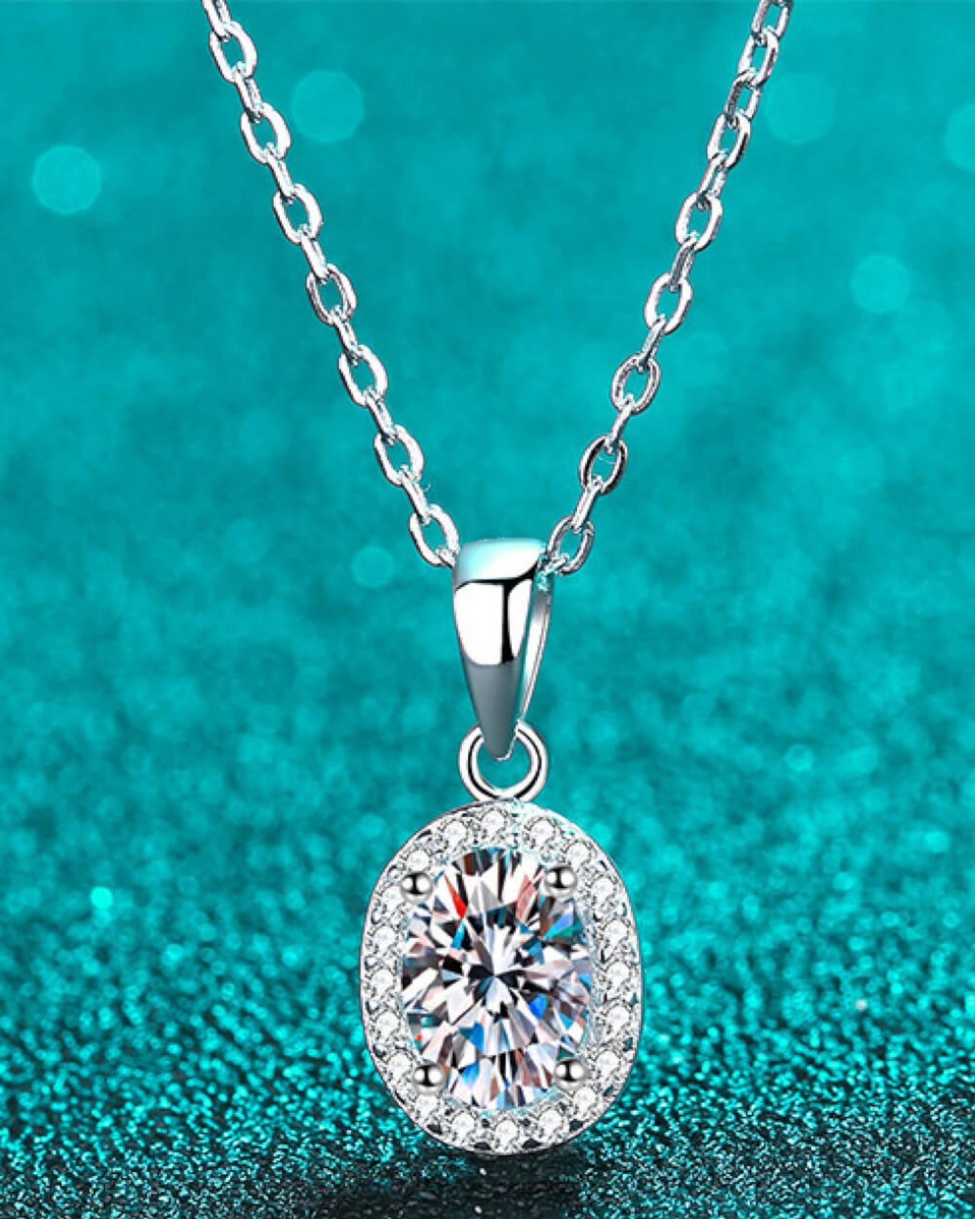LUMIOR minimalist 1 karaat moissanite hanger ketting van 925 sterling zilver met rhodium plating en zirkonia accenten