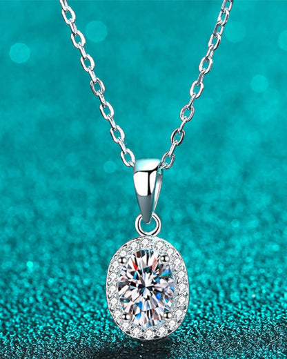 LUMIOR minimalist 1 karaat moissanite hanger ketting van 925 sterling zilver met rhodium plating en zirkonia accenten