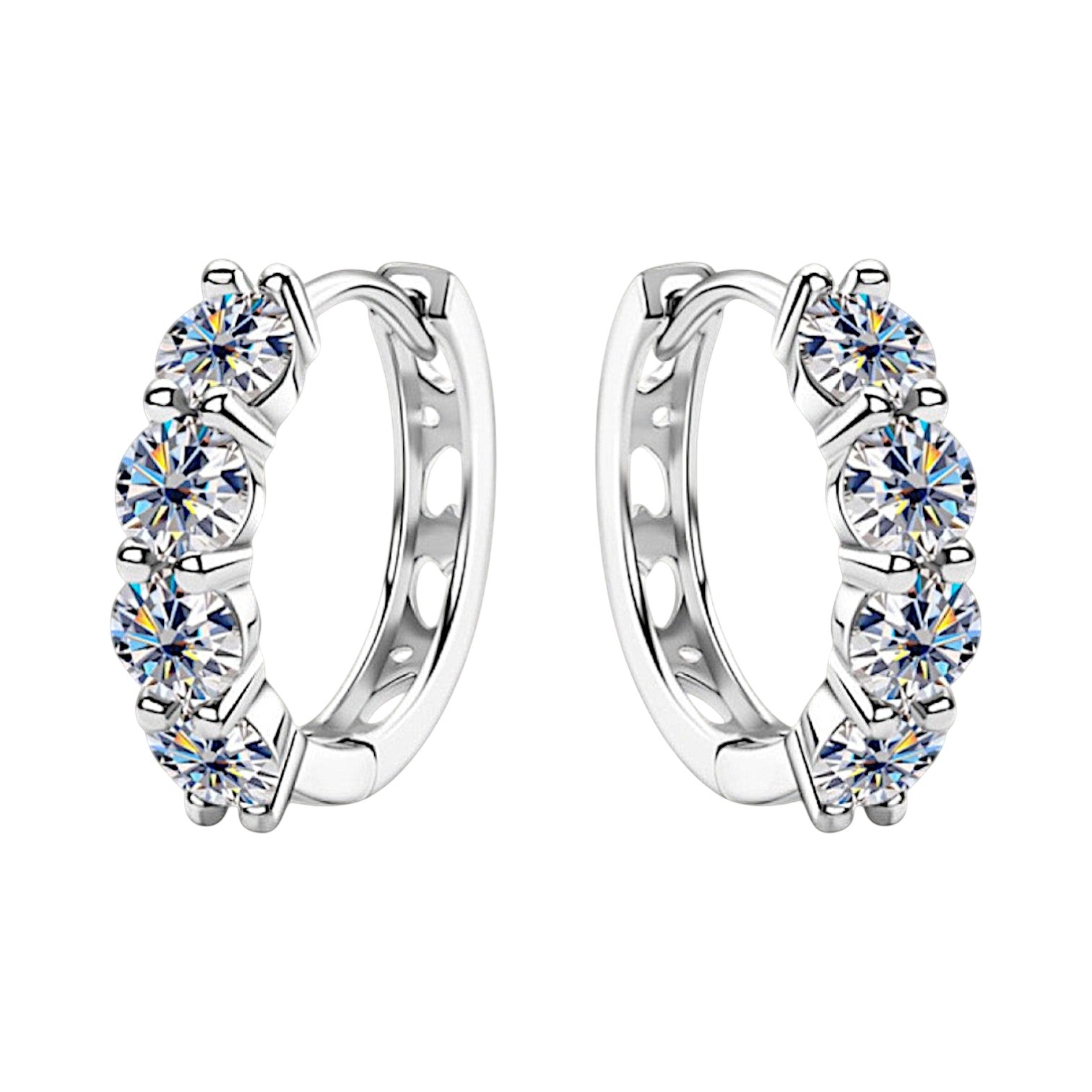 LUMIOR 2.4 karaat moissanite huggie oorbellen in 925 sterling zilver met platina plating