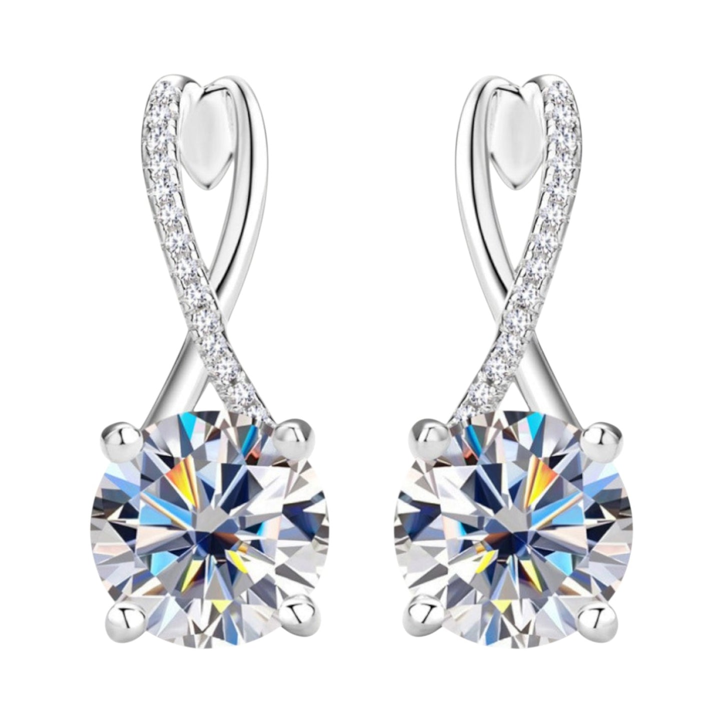 LUMIOR Imperial Radiant 4 Carat Moissanite Oorbellen met 925 Sterling Zilver en Zirkonia accenten.
