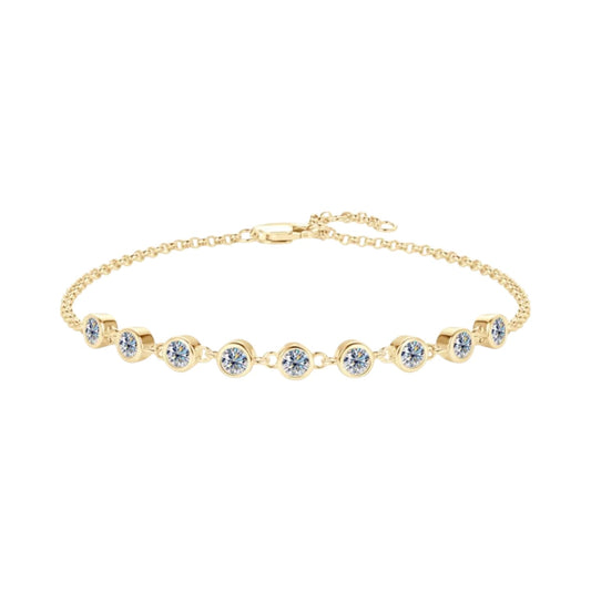 LUMIOR 0.9 karaat moissanite pavé armband in 18K goud verguld sterling zilver met 7.3" ketting.