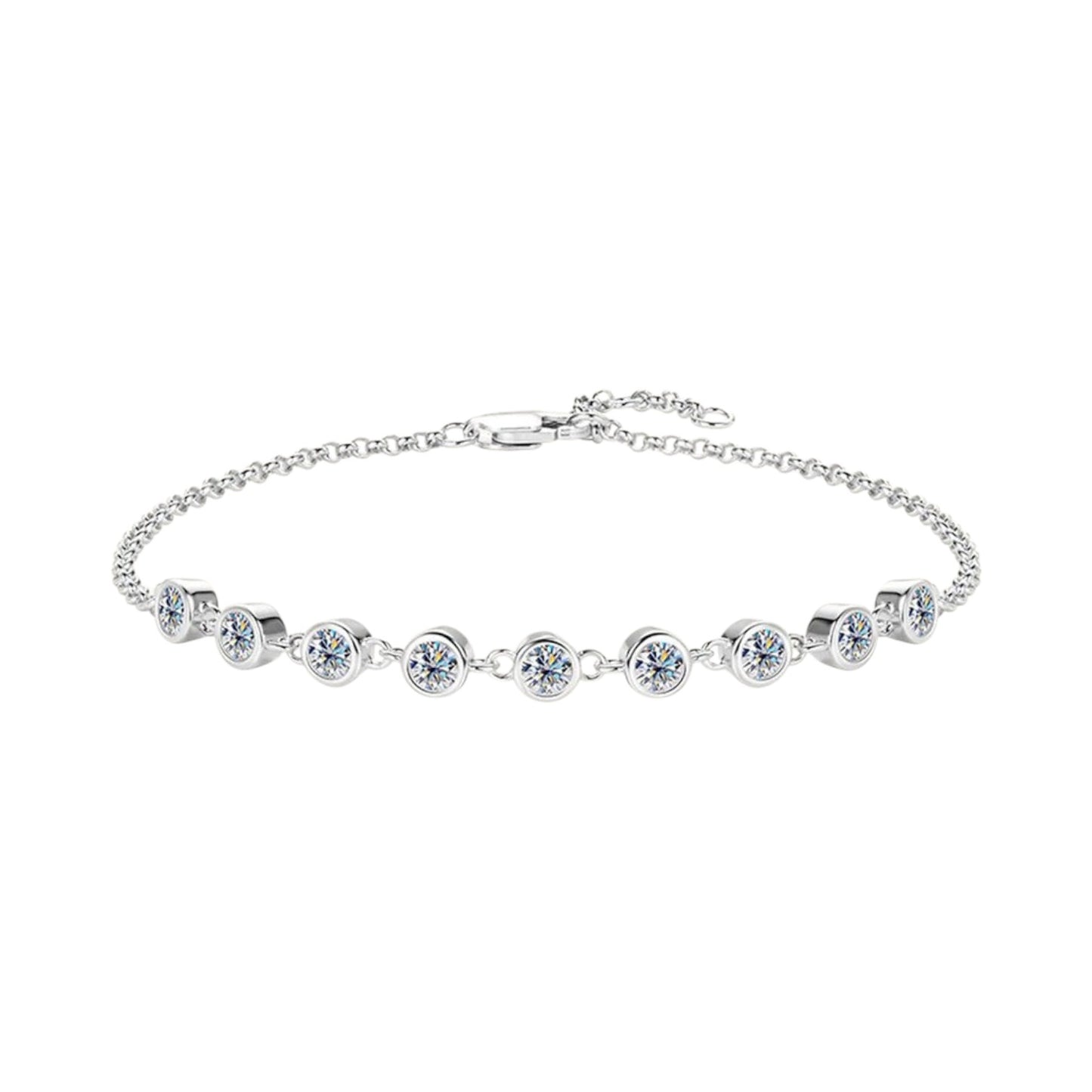 LUMIOR 0.9 karaat moissanite pavé armband van 18K verguld sterling zilver met 7.3" kettinglengte