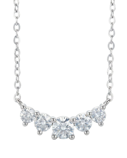 LUMIOR minimalistische ketting met 0,58 ctw moissanite stenen in 925 sterling zilver met platina afwerking.