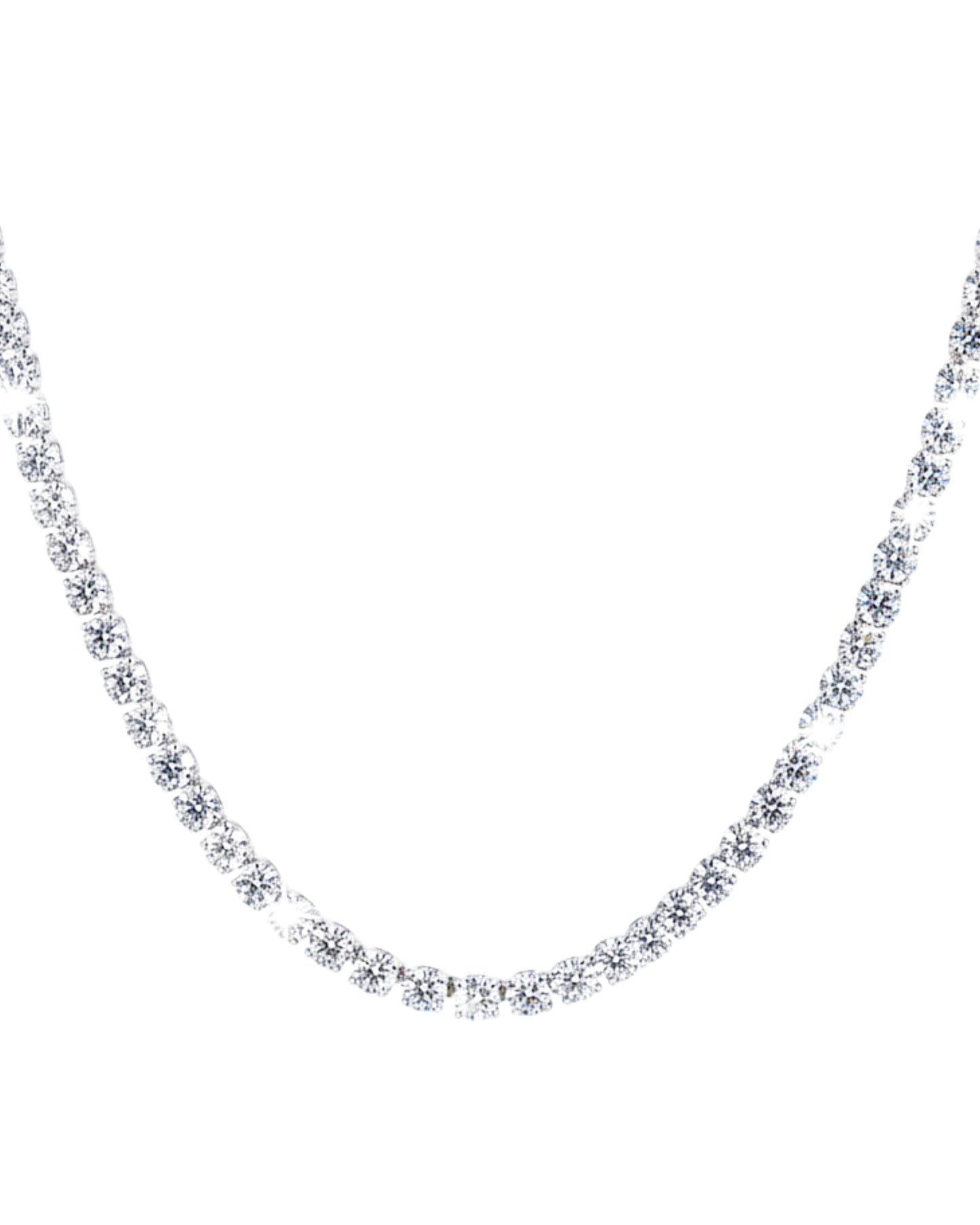 LUMIOR 31.8 karaat moissanite statement ketting in 925 sterling zilver met rhodium plating. 18 inch ketting met 106 stenen.