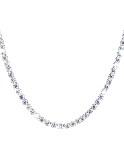 LUMIOR 31.8 karaat moissanite statement ketting in 925 sterling zilver met rhodium plating. 18 inch ketting met 106 stenen.
