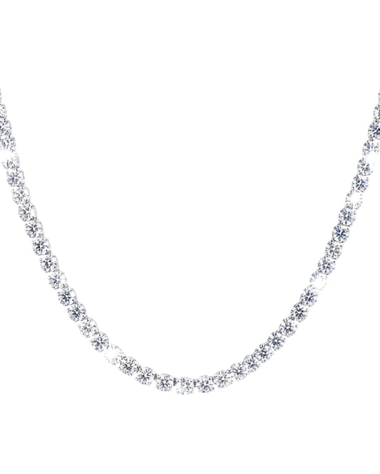 LUMIOR 31.8 karaat moissanite statement ketting in 925 sterling zilver met rhodium plating. 18 inch ketting met 106 stenen.