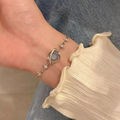 LUMIOR sterling zilveren armband met planeetmotief en sterren, 5.9 inch