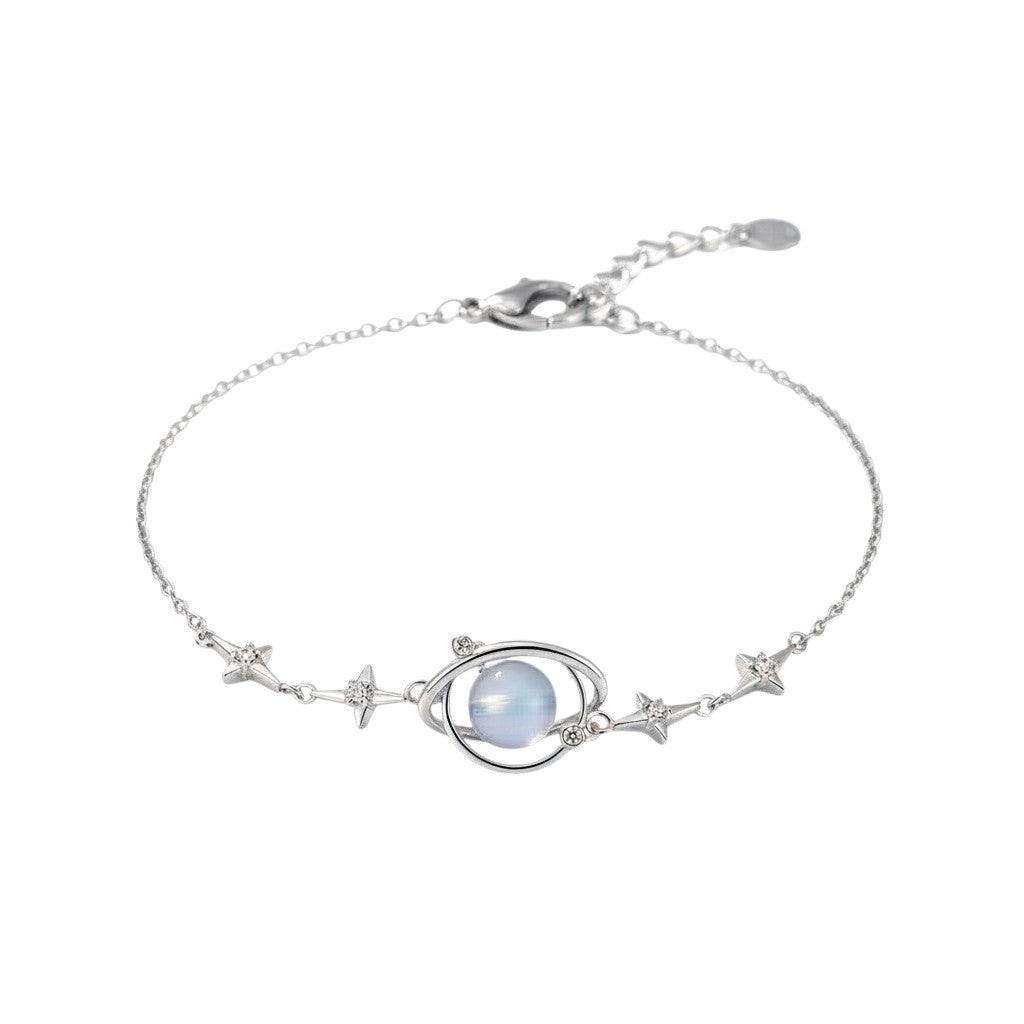 LUMIOR sterling zilveren armband met planeetmotief en sterren, bezet met zirkonia.