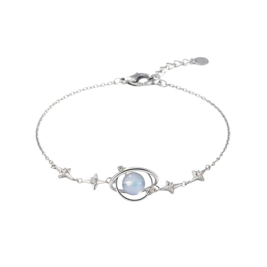 LUMIOR sterling zilveren armband met planeetmotief en sterren, bezet met zirkonia.