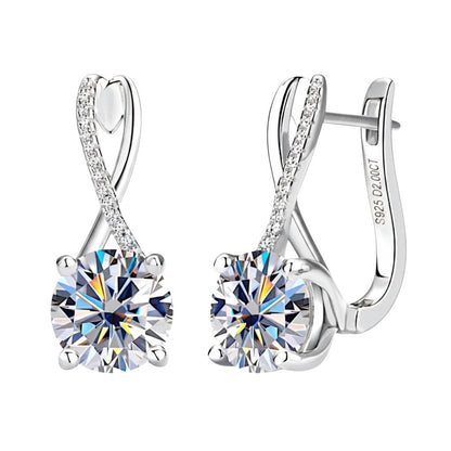 LUMIOR Sterling zilveren oorbellen met 4 karaat moissaniet stenen en zirkonia accenten, 2 cm lang.