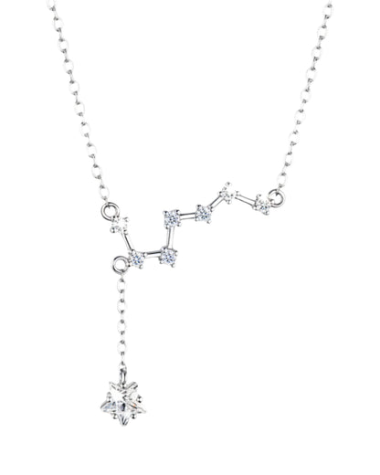 LUMIOR zilverkleurige ketting met sterrenbeeld en zirkonia steentjes, 40cm ketting met 5cm verlengstuk