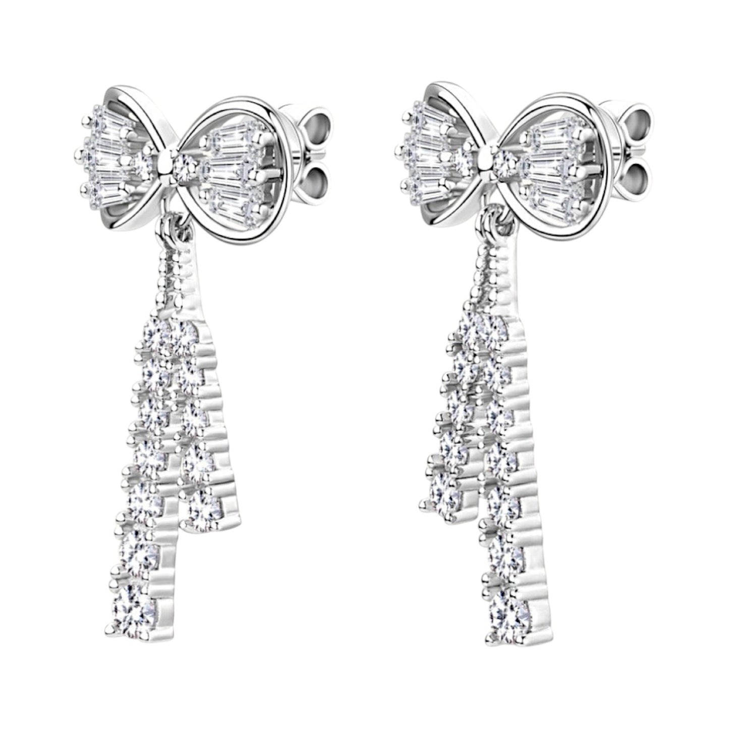 LUMIOR strijklint oorbellen met 1.12 karaat moissaniet en zirkonia accenten in 925 sterling zilver.