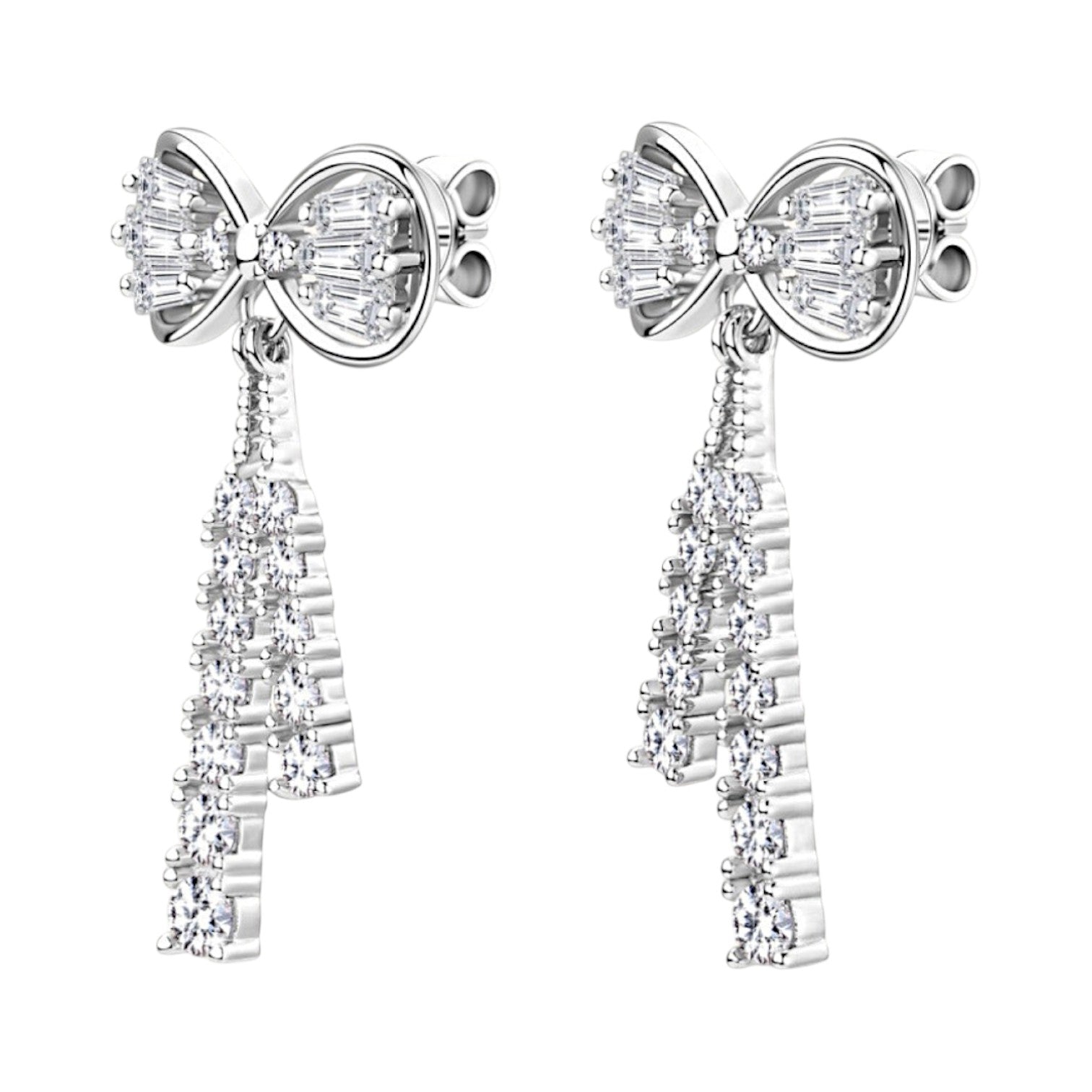 LUMIOR strijklint oorbellen met 1.12 karaat moissaniet en zirkonia accenten in 925 sterling zilver.
