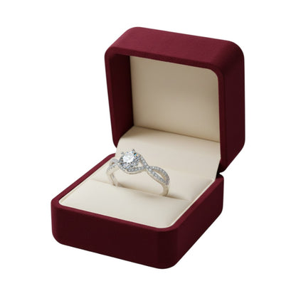LUMIOR Valentina™ ring met 1 karaat moissaniet in gedraaid halo-ontwerp, zilverkleurig