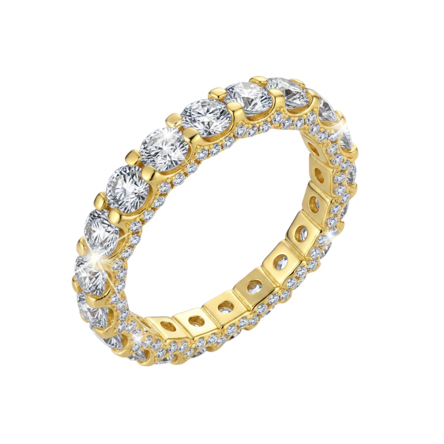 LUMIOR Vivienne™ dubbellaags ring met 2.2 karaat moissaniet in 18K geelgoud verguld sterling zilver.