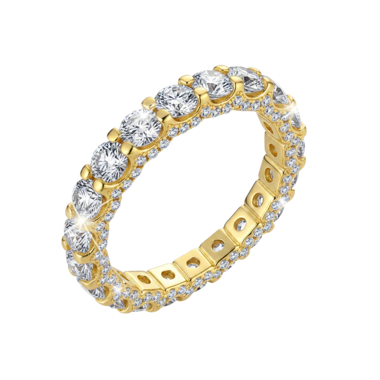 LUMIOR Vivienne™ dubbellaags ring met 2.2 karaat moissaniet in 18K geelgoud verguld sterling zilver.