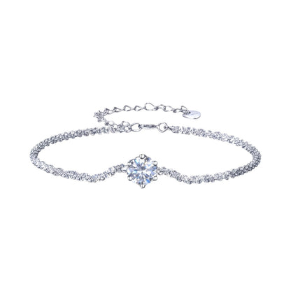 LUMIOR zilveren armband met zirkoon en verstelbare ketting, 16 cm met 4 cm verlenging.