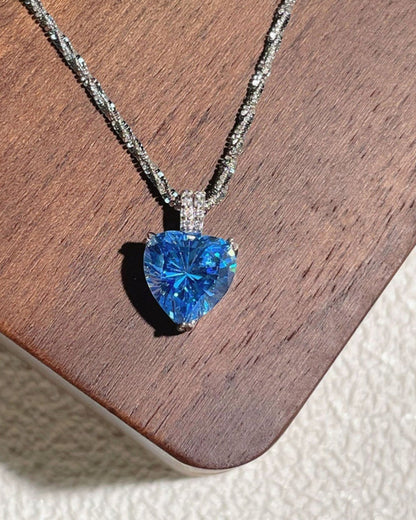 LUMIOR zilveren ketting met blauw hartvormig zirkoon en 925 sterling zilver
