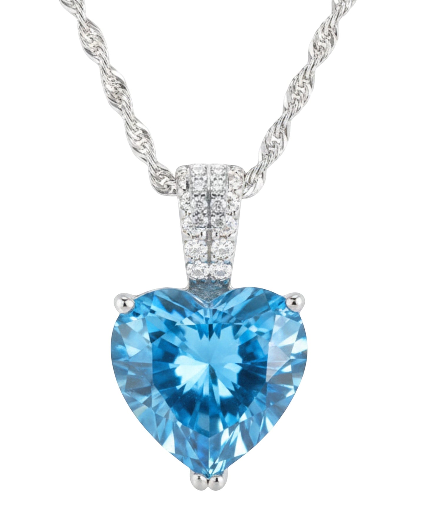 LUMIOR zilveren ketting met blauw hartvormig zirkoon en 925 sterling zilver