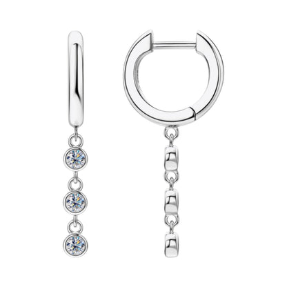 LUMIOR zilverkleurige oorbellen met moissaniet steentjes en een hangend design, 0.36 ctw