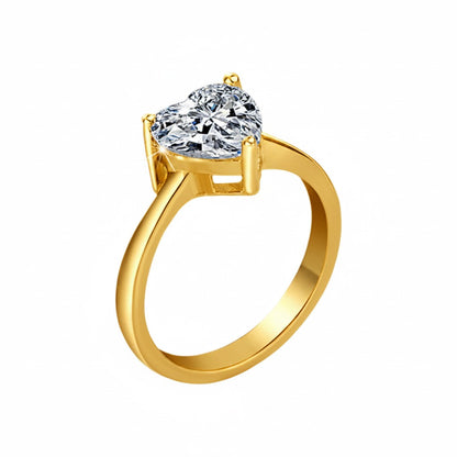 LUMIOR ring met hartvormige moissaniet steen in 925 sterling zilver met 18K geelgouden plating