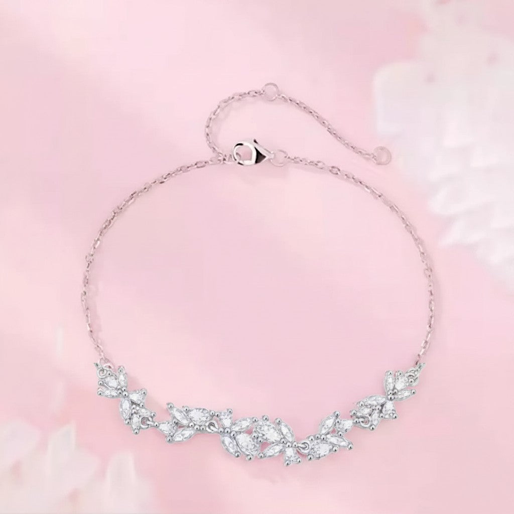 LUMIOR Zircon Wisteria verstelbare armband van 925 sterling zilver met zirkoon