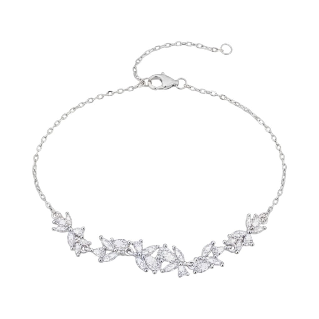 LUMIOR Zircon Wisteria armband van 925 sterling zilver met verstelbare ketting en heldere zirkoonstenen.
