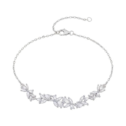 LUMIOR Zircon Wisteria armband van 925 sterling zilver met verstelbare ketting en heldere zirkoonstenen.