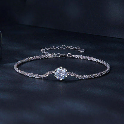 LUMIOR elegante zirkon armband van 925 sterling zilver met verstelbare ketting en een heldere steen.