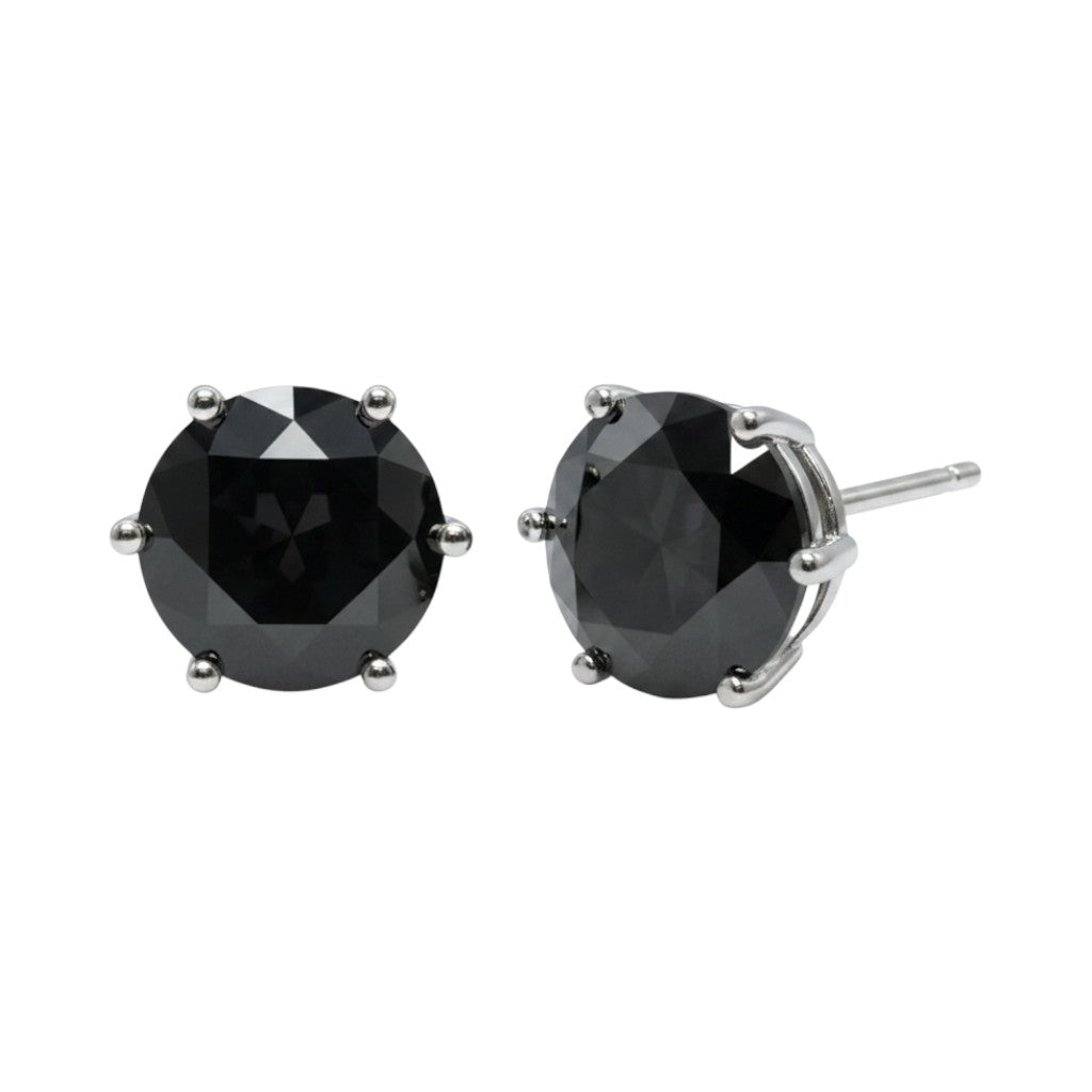 LUMIOR zwarte moissaniet solitaire oorbellen van 4 karaat in 925 sterling zilver met platina plating.