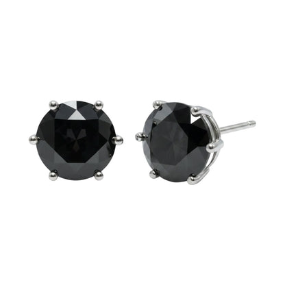 LUMIOR zwarte moissaniet solitaire oorbellen van 4 karaat in 925 sterling zilver met platina plating.