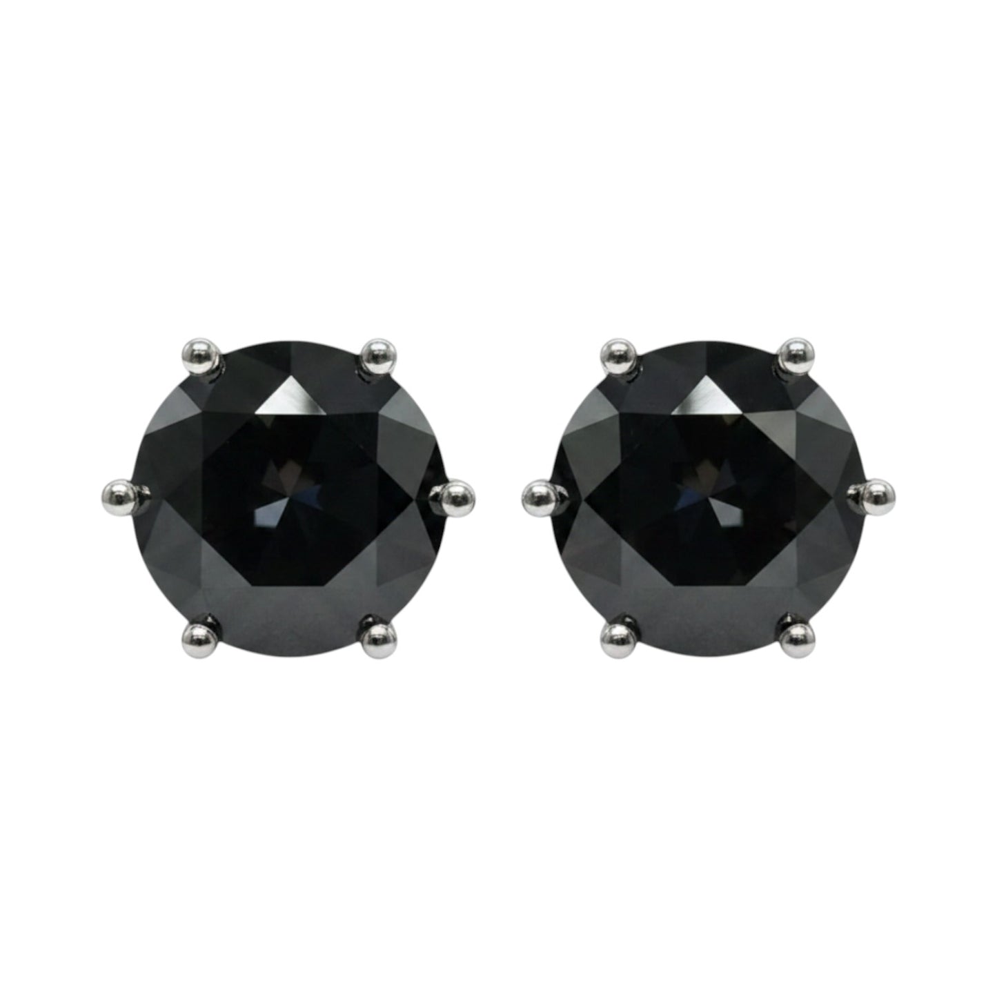 LUMIOR zwarte moissaniet stud oorbellen, 4 karaat totaal gewicht, 925 sterling zilver met platina plating.