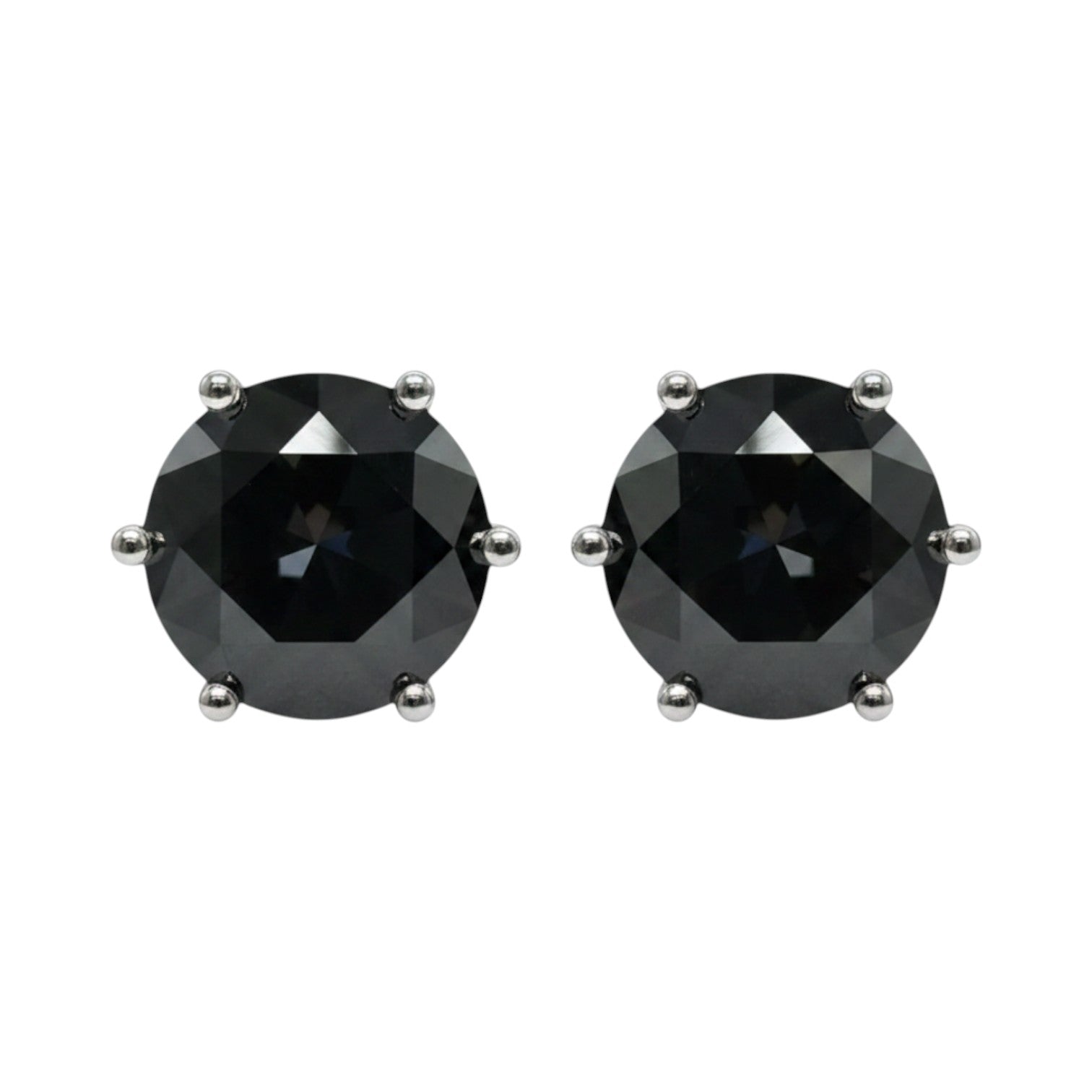 LUMIOR zwarte moissaniet stud oorbellen, 4 karaat totaal gewicht, 925 sterling zilver met platina plating.