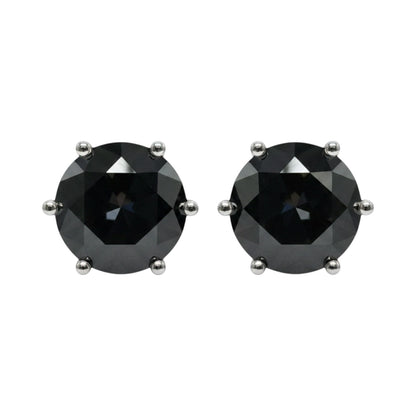 LUMIOR zwarte moissaniet stud oorbellen, 4 karaat totaal gewicht, 925 sterling zilver met platina plating.