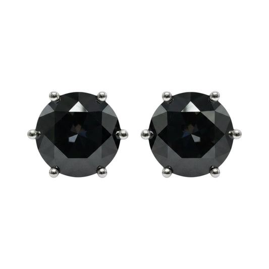 LUMIOR zwarte moissaniet stud oorbellen, 4 karaat totaal gewicht, 925 sterling zilver met platina plating.